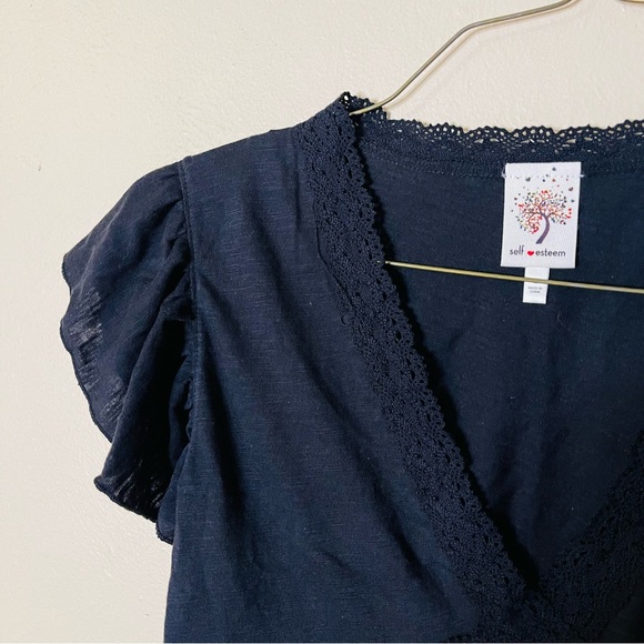 NWT Black Crochet Accent Top - Picture 2 of 7